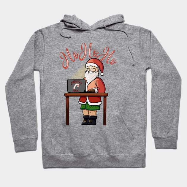 Hipster Santa Virtual Meeting Quarantine Christmas Hoodie by HHT